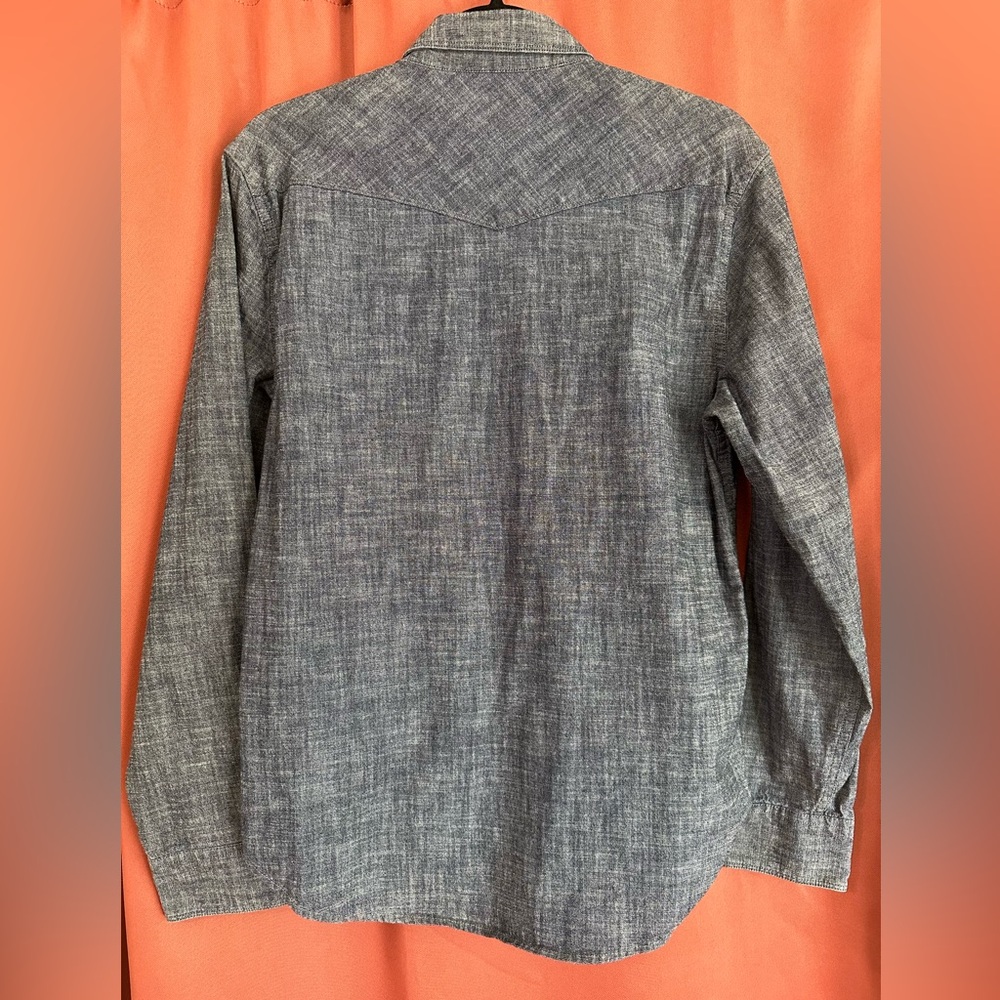 Vintage Lucky Brand Men's S Chambray Western Shirt Classic Fit Snap Buttons - Picture 2 of 10